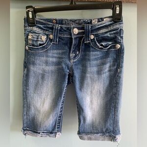 Miss Me Bermuda Jean Shorts Youth Size 10 Blue Denim Rhinestones
